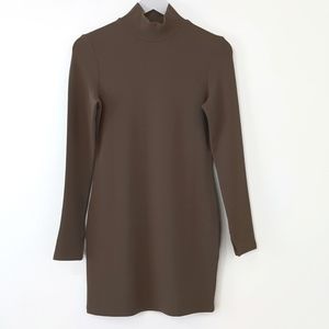 Oak + Fort Mock Neck Bodycon Mini Dress Women's Size Small Olive Green